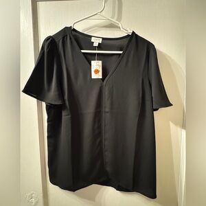 J. Crew Elegant Black Short Sleeve Blouse